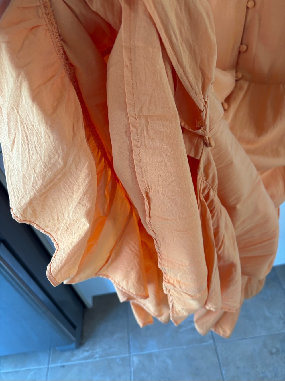 Urban Outfitters Orange Cottagecore Tiered Maxi Dress M Button Front Flowy Lined - Picture 6 of 13